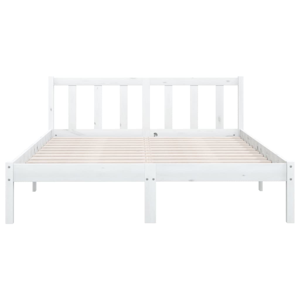 Bed Frame White Solid Wood Pine 150x200 cm King Size