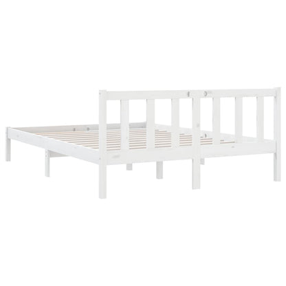 Bed Frame White Solid Wood Pine 150x200 cm King Size