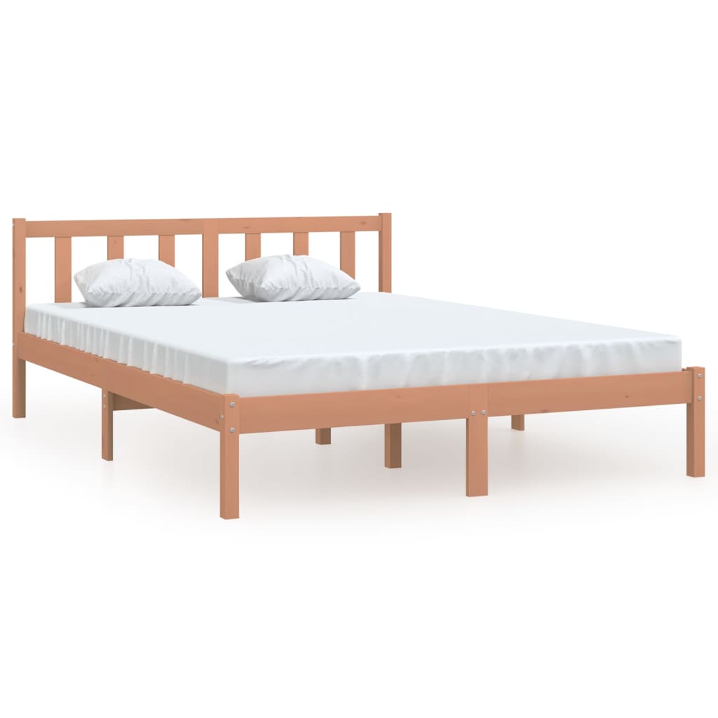 Bed Frame Honey Brown Solid Wood Pine 150x200 cm King Size