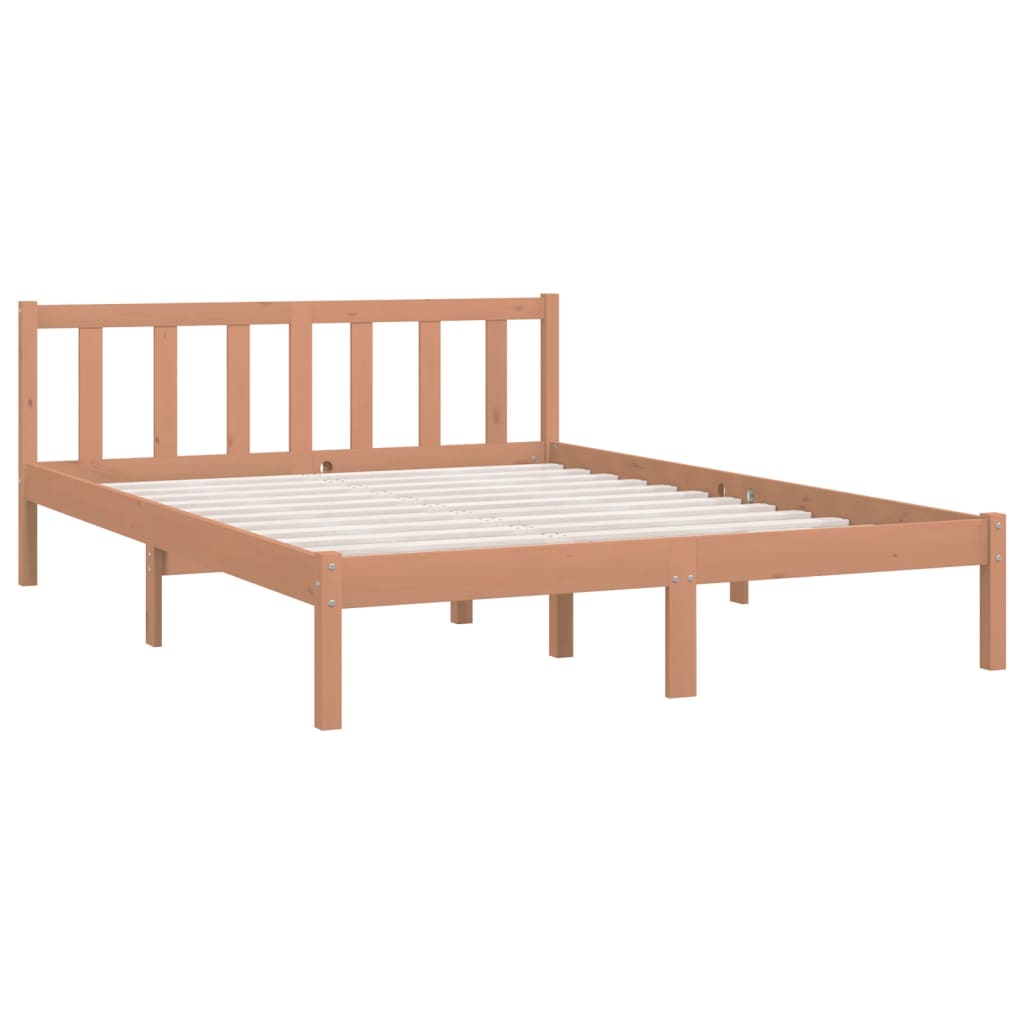 Bed Frame Honey Brown Solid Wood Pine 150x200 cm King Size