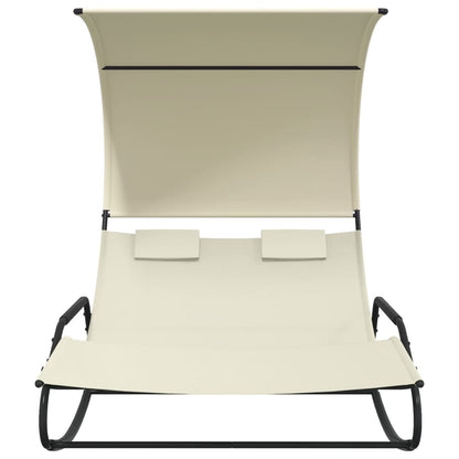 Rocking Double Sun Lounger with Canopy Cream