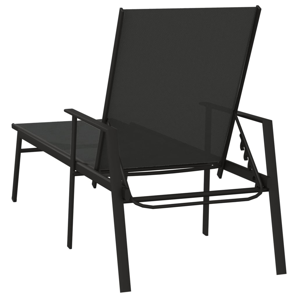 Sun Lounger Steel and Textilene Fabric Black