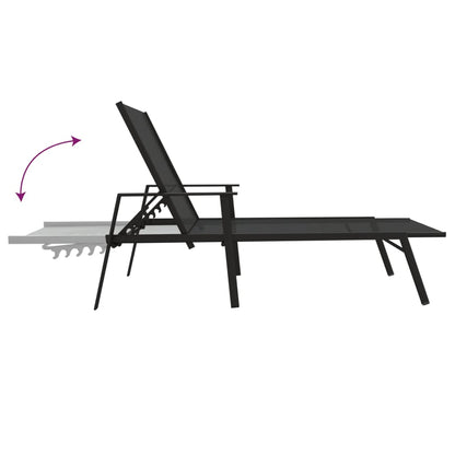 Sun Lounger Steel and Textilene Fabric Black