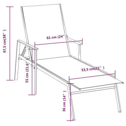 Sun Lounger Steel and Textilene Fabric Black