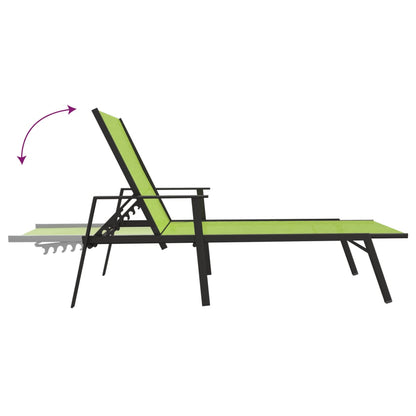 Sun Lounger Steel and Textilene Fabric Green