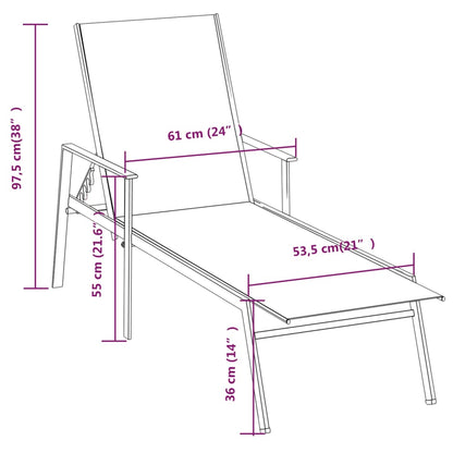 Sun Lounger Steel and Textilene Fabric Green