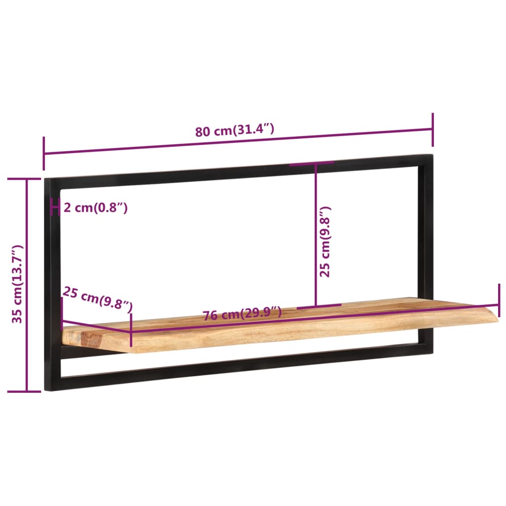 Wall Shelves 2 pcs 80x25x35 cm Solid Wood Acacia and Steel