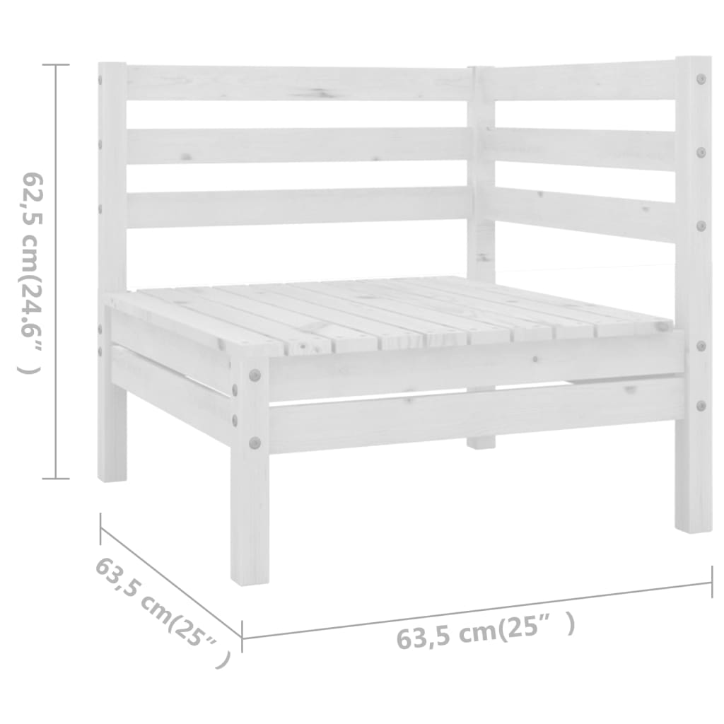 7 Piece Garden Lounge Set Solid Wood Pine White