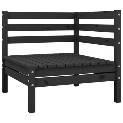 11 Piece Garden Lounge Set Solid Wood Pine Black