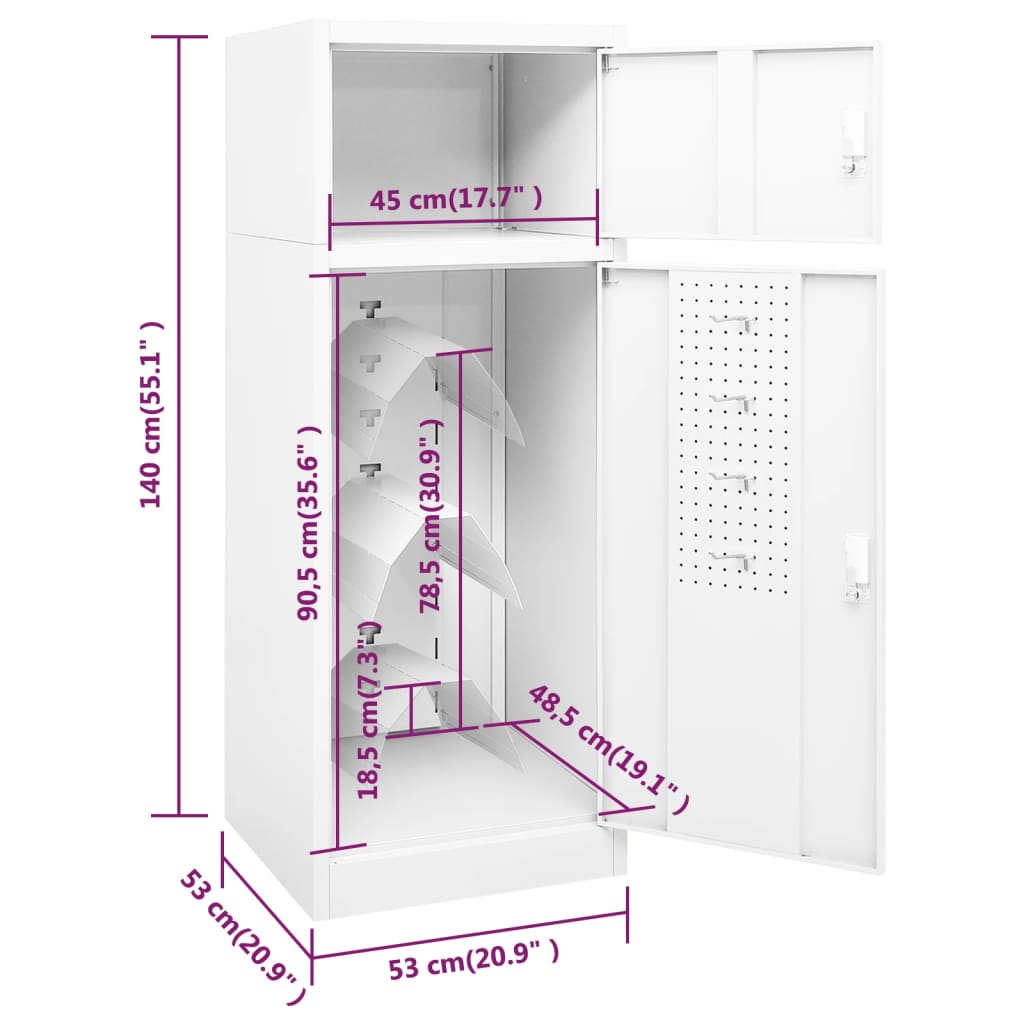 Saddle Cabinet White 53x53x140 cm Steel