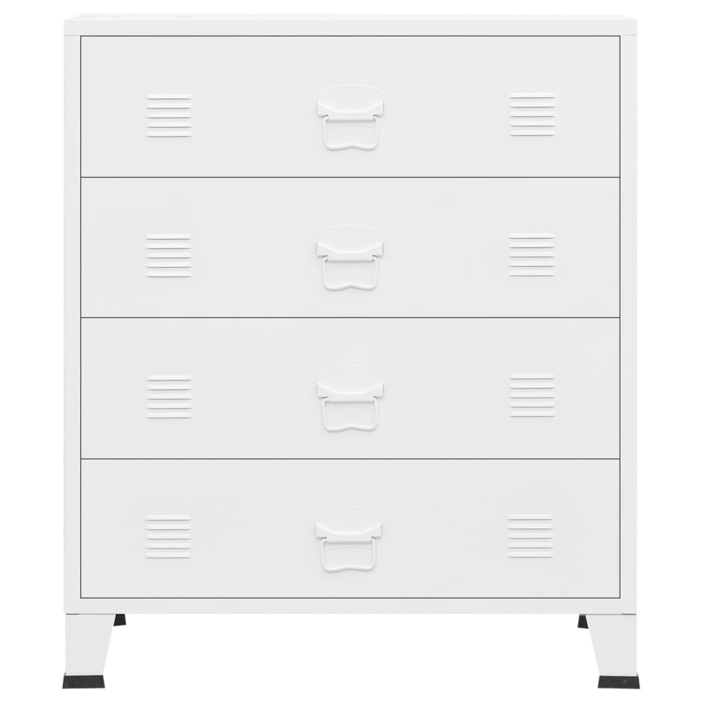 Industrial Drawer Cabinet White 78x40x93 cm Metal