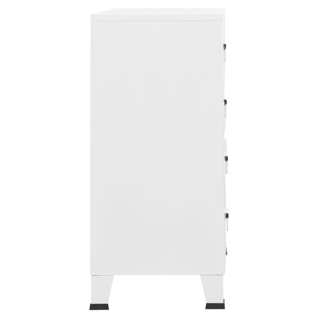 Industrial Drawer Cabinet White 78x40x93 cm Metal