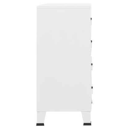 Industrial Drawer Cabinet White 78x40x93 cm Metal