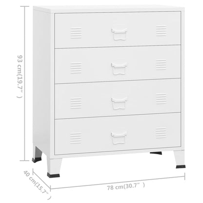 Industrial Drawer Cabinet White 78x40x93 cm Metal