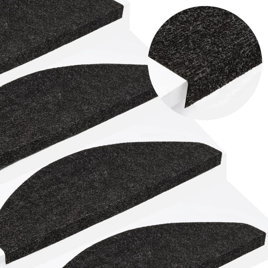 Stair Mats Self-adhesive 15 pcs 65x22.5x3.5 cm Anthracite