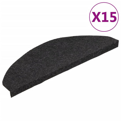 Stair Mats Self-adhesive 15 pcs 65x22.5x3.5 cm Black