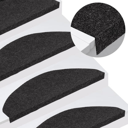 Stair Mats Self-adhesive 15 pcs 65x22.5x3.5 cm Black