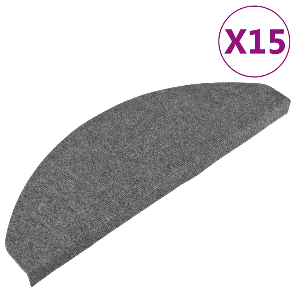 Stair Mats Self-adhesive 15 pcs 65x22.5x3.5 cm Grey