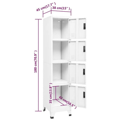 Locker Cabinet White 38x45x180 cm Steel