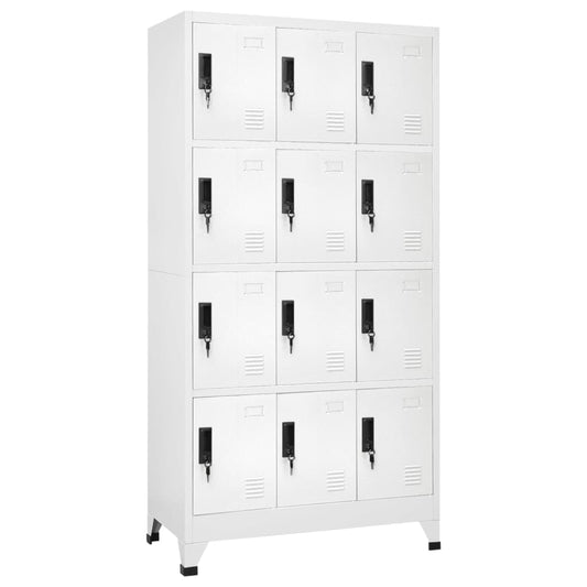 Locker Cabinet White 90x45x180 cm Steel