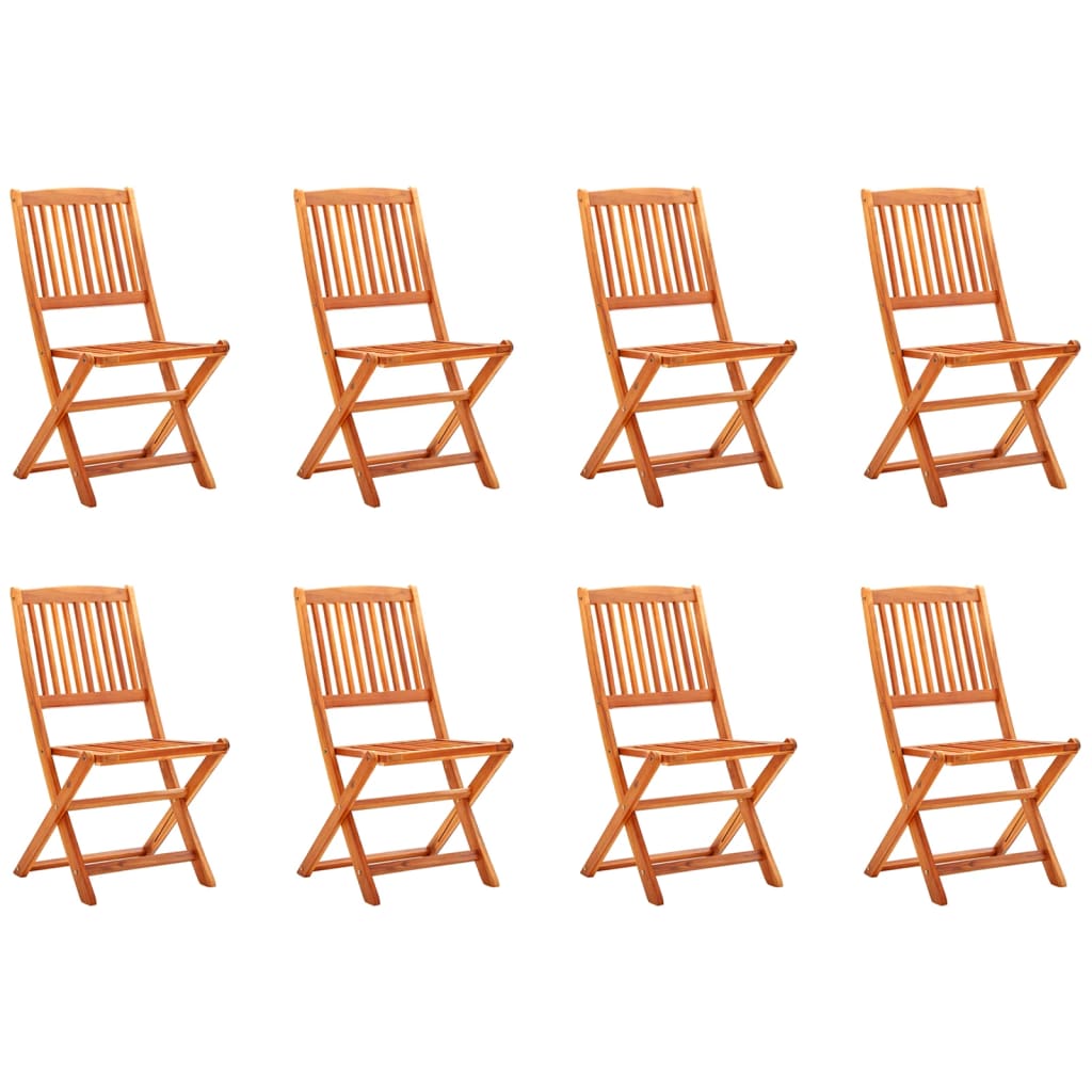 Folding Garden Chairs 8 pcs Solid Eucalyptus Wood