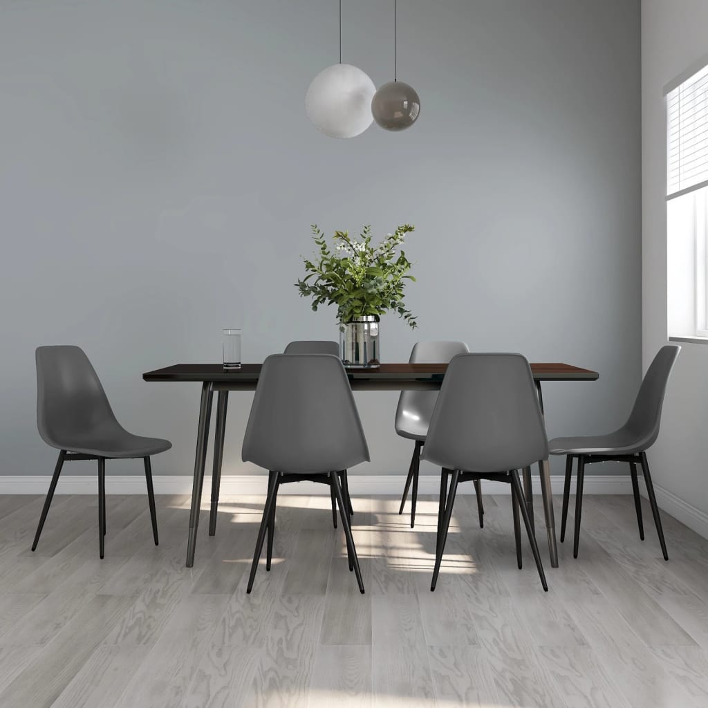 Dining Chairs 6 pcs Grey PP