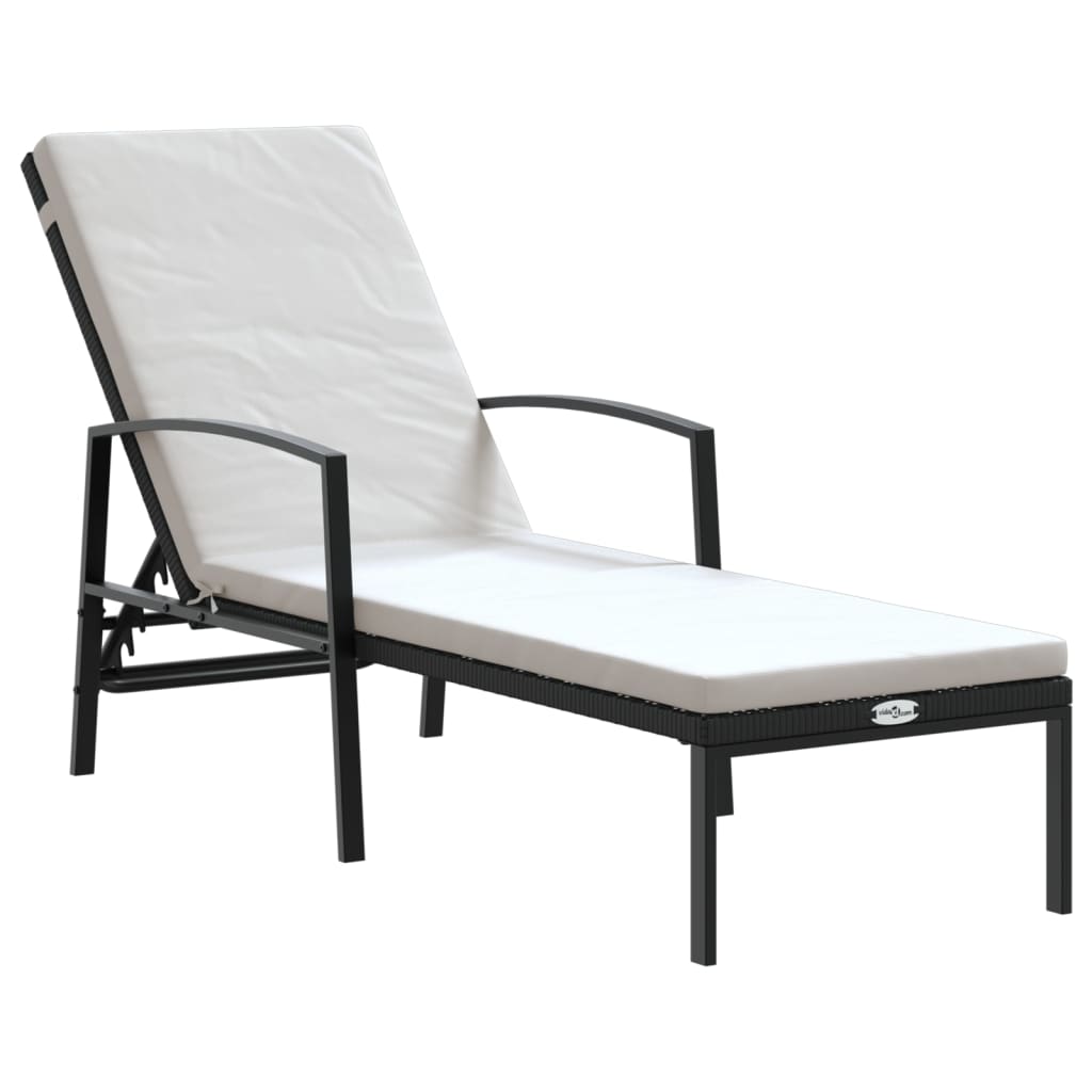 Sun Loungers 2 pcs with Table Poly Rattan Black