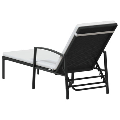 Sun Loungers 2 pcs with Table Poly Rattan Black