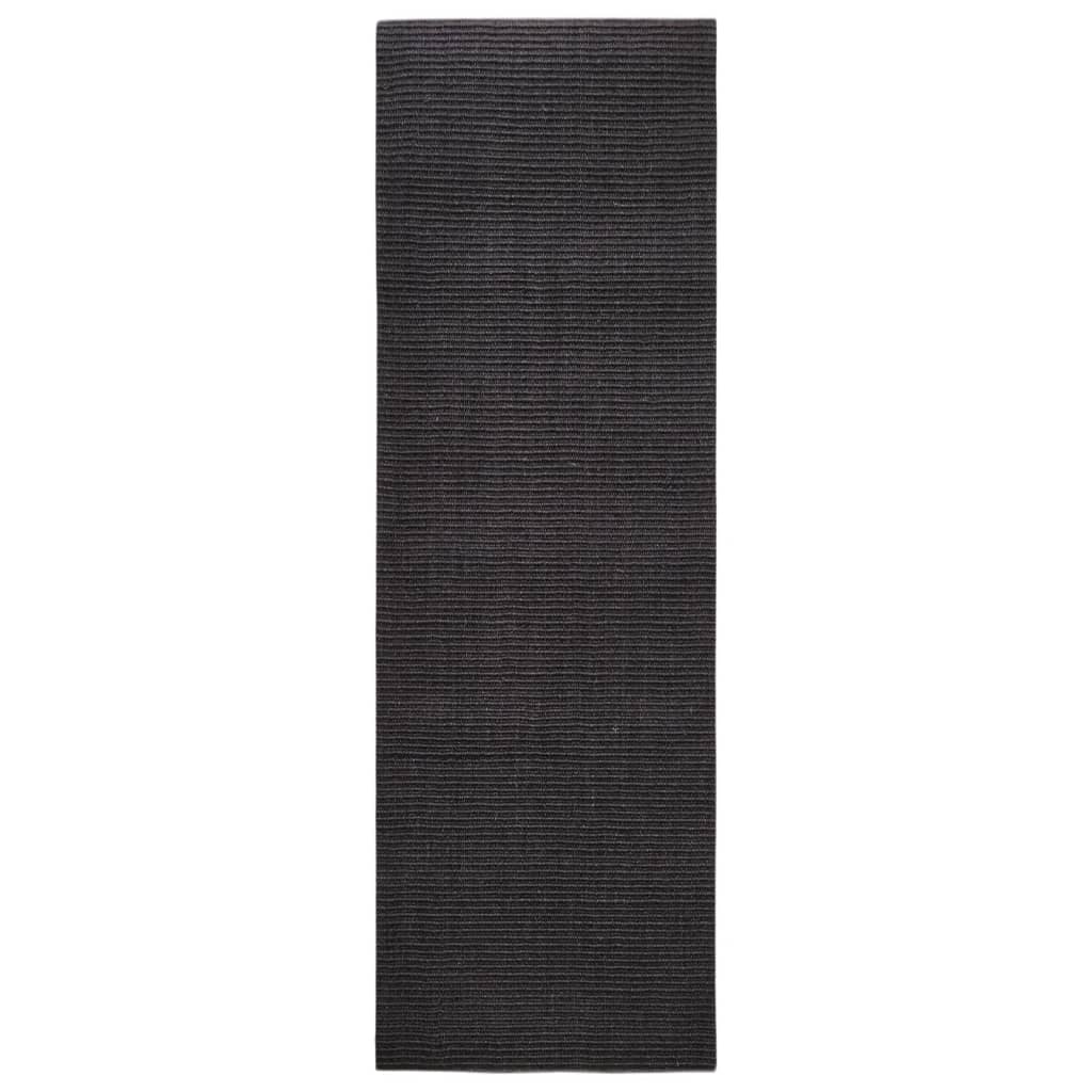 Rug Natural Sisal 80x250 cm Black