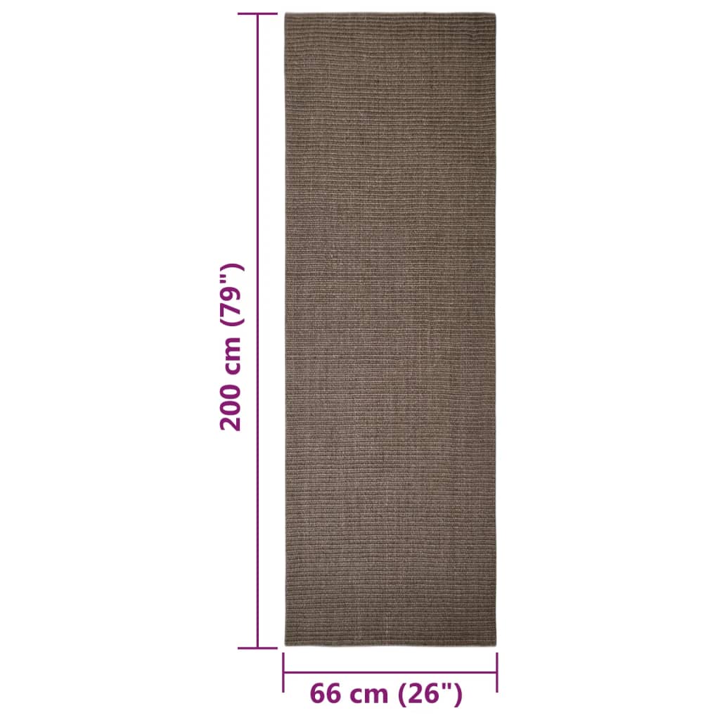 Rug Natural Sisal 66x200 cm Brown