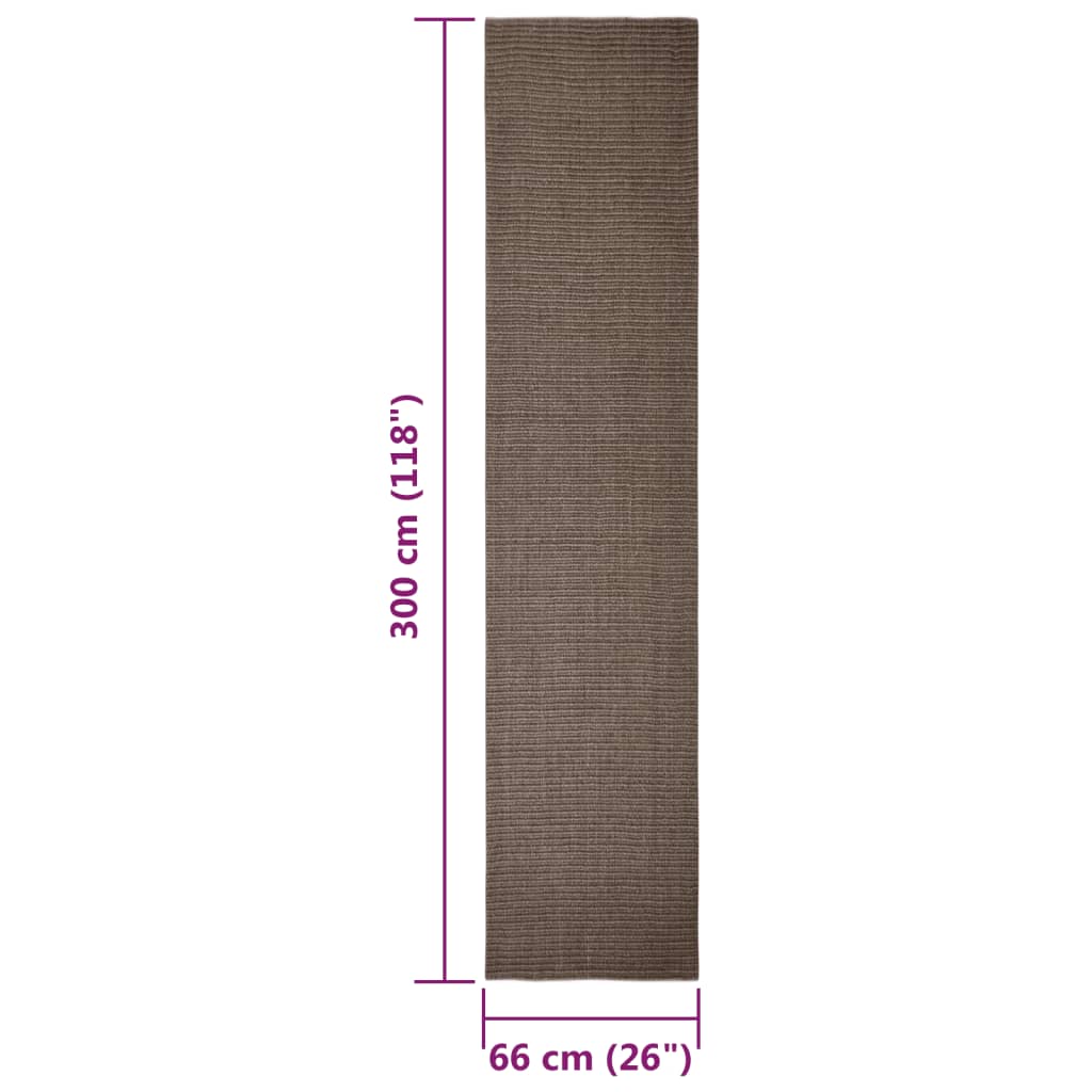 Rug Natural Sisal 66x300 cm Brown