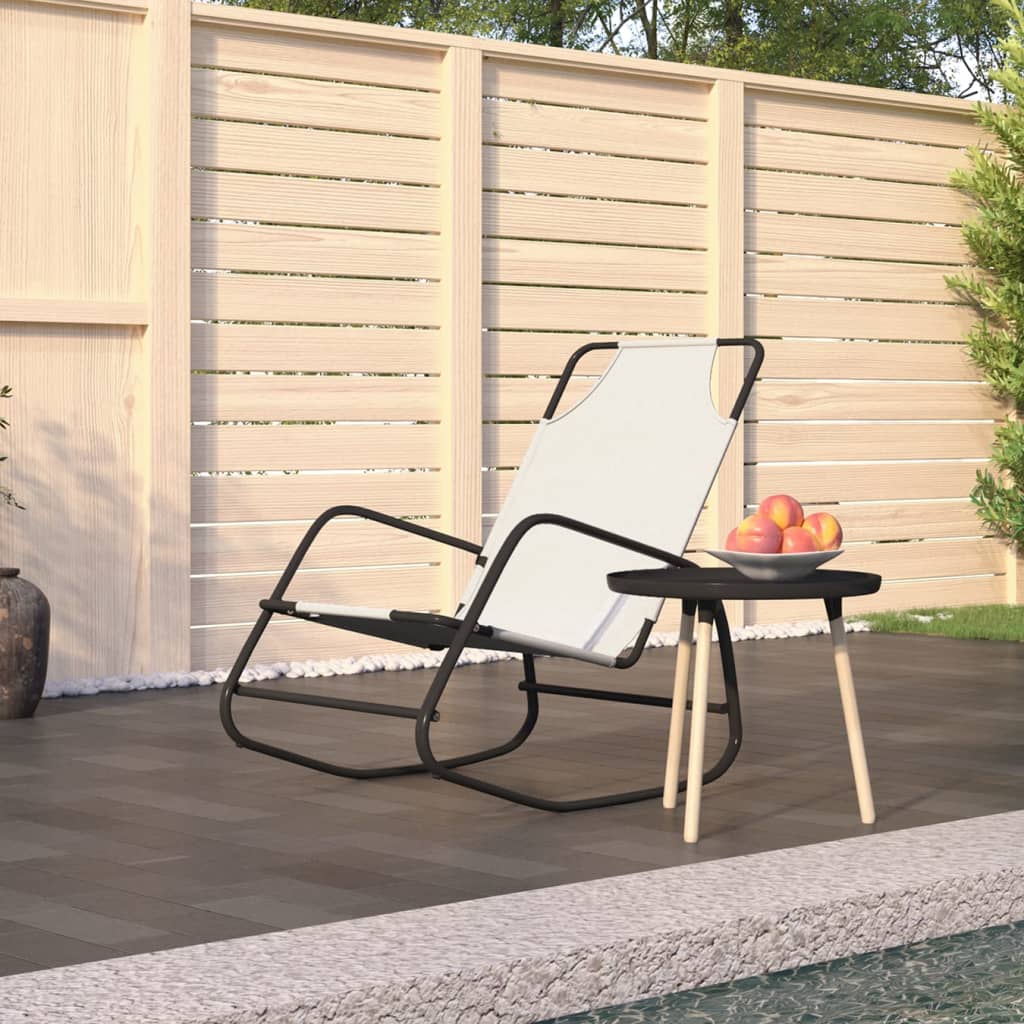 Rocking Sun Lounger Cream Steel and Textilene