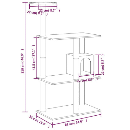 Cat Tree with Sisal Scratching Posts Light Grey 119 cm