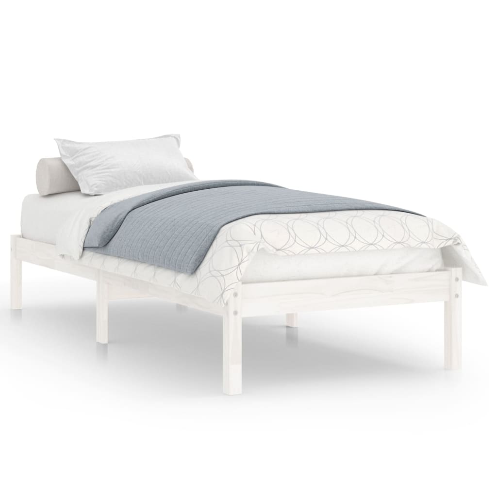 810008 vidaXL Bed Frame without Mattress White Solid Wood 100x200 cm