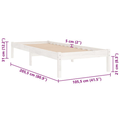 810008 vidaXL Bed Frame without Mattress White Solid Wood 100x200 cm