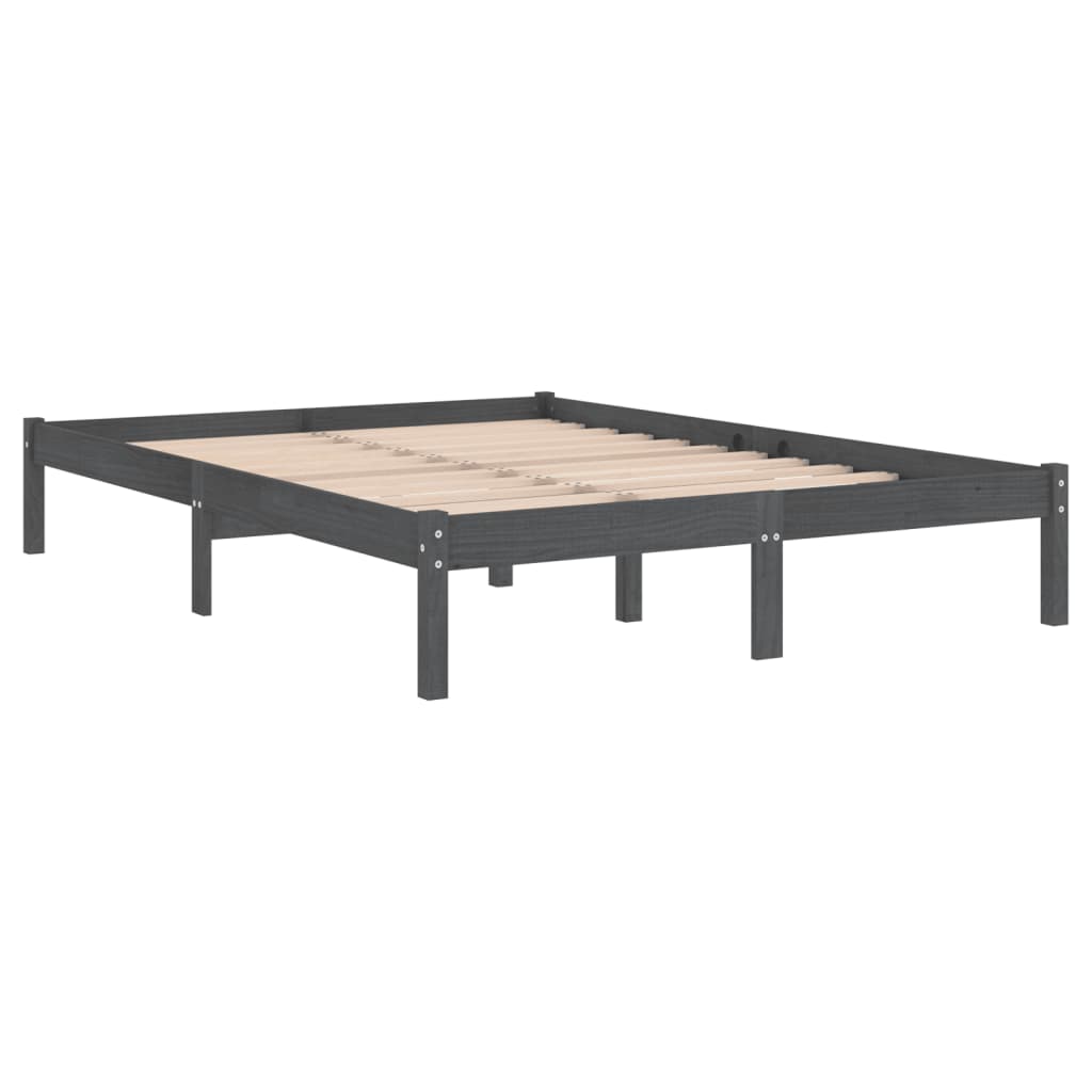 810014 vidaXL Bed Frame without Mattress Grey Solid Wood 120x200 cm