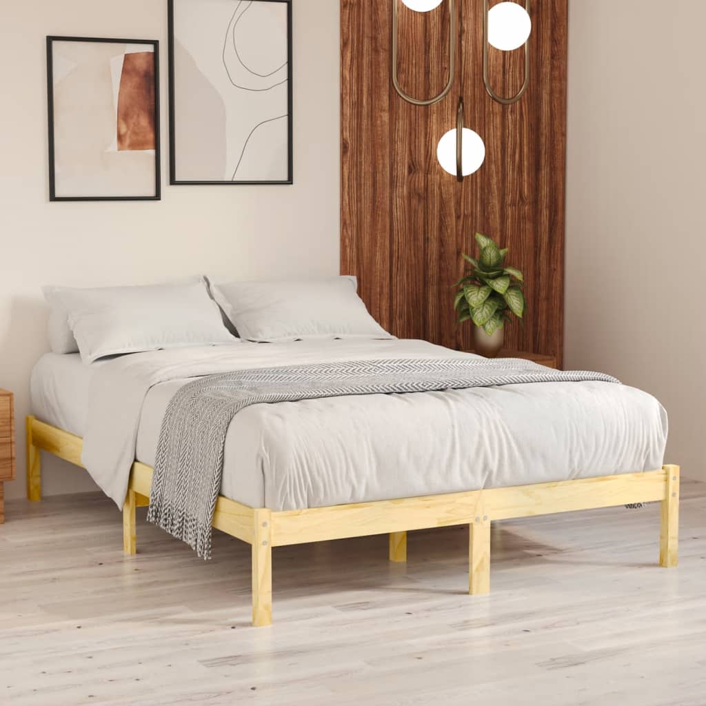 Bed Frame without Mattress Solid Wood King Size