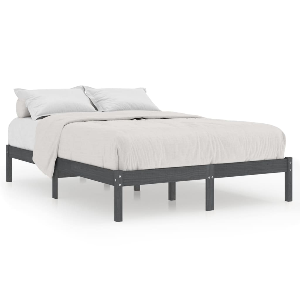 Bed Frame without Mattress Grey Solid Wood King Size