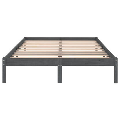 Bed Frame without Mattress Grey Solid Wood King Size