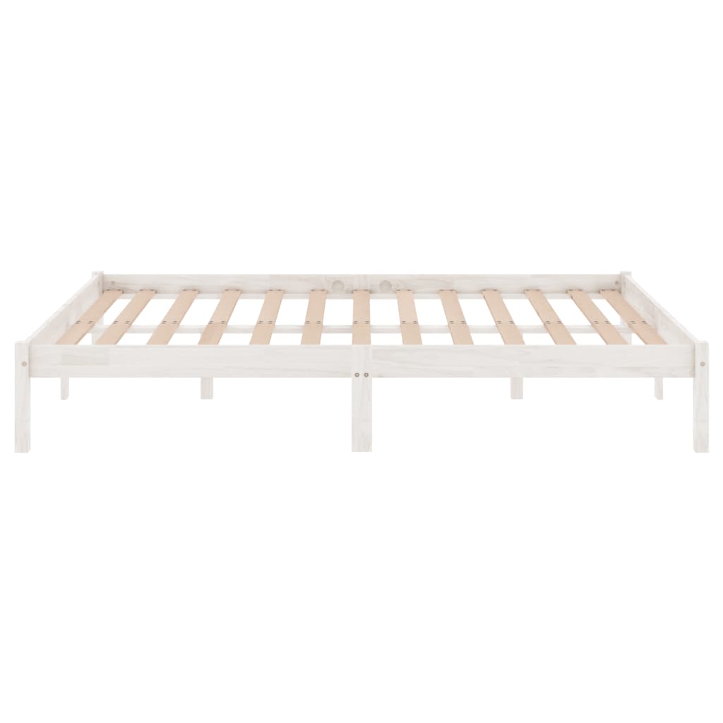 Bed Frame without Mattress White Solid Wood Super King Size