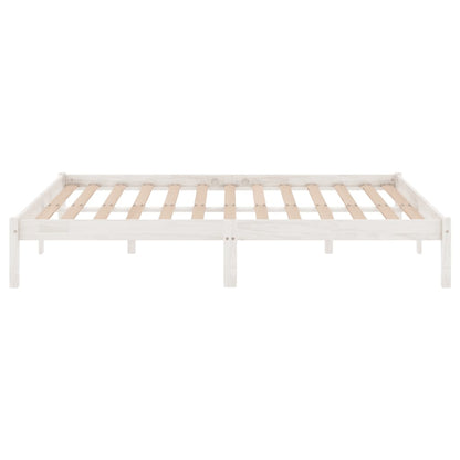 Bed Frame without Mattress White Solid Wood Super King Size