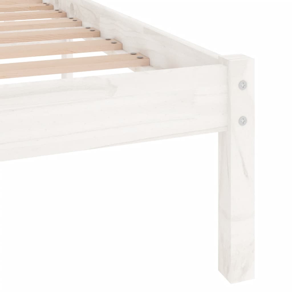 Bed Frame without Mattress White Solid Wood Super King Size