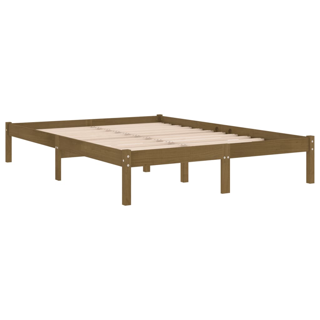 Bed Frame without Mattress Honey Brown Solid Wood Super King Size