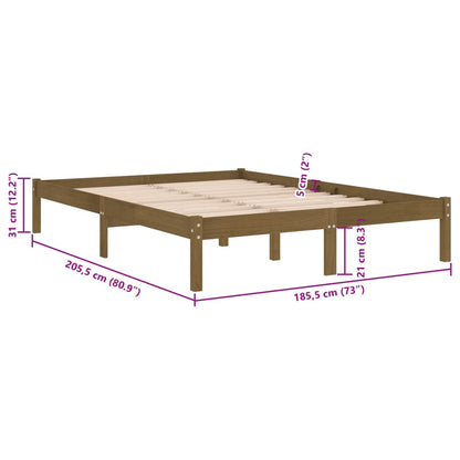 Bed Frame without Mattress Honey Brown Solid Wood Super King Size