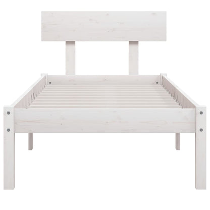 Bed Frame without Mattress White Solid Wood Pine Single