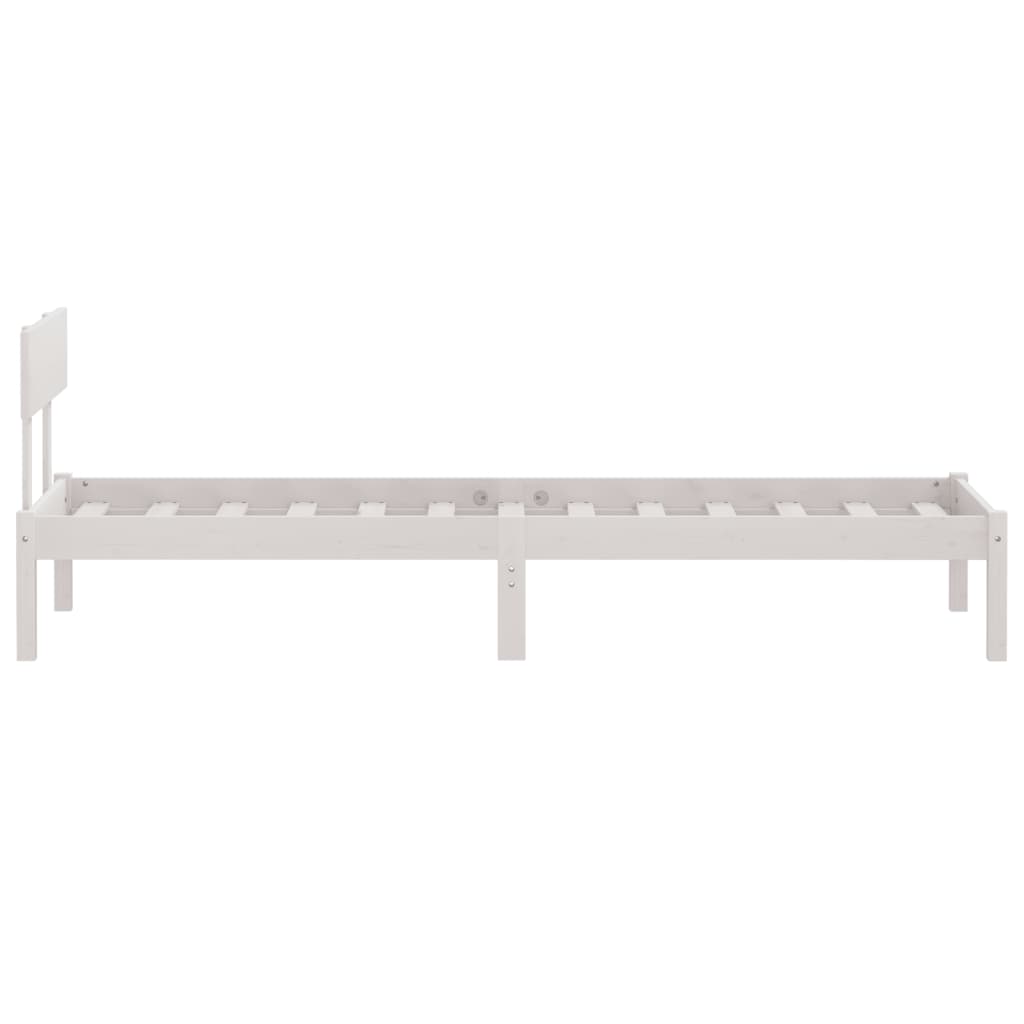 Bed Frame without Mattress White Solid Wood Pine Single