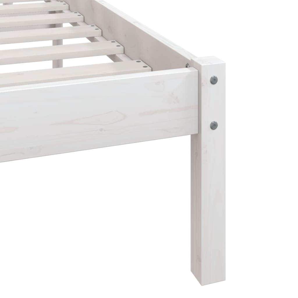 Bed Frame without Mattress White Solid Wood Pine Single