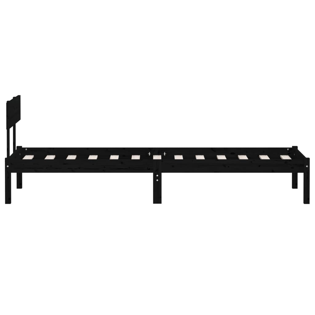 Bed Frame Black Solid Wood Pine 90x190 cm Single