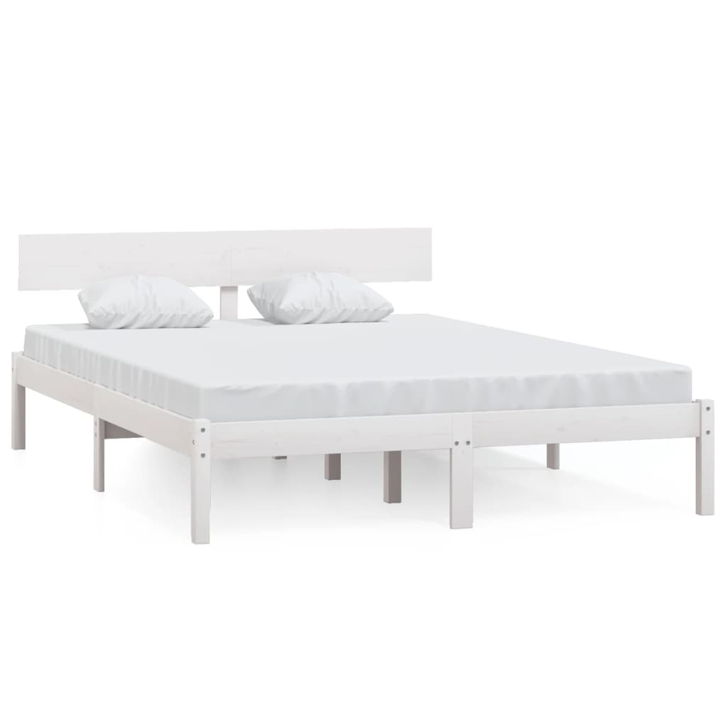 Bed Frame White Solid Wood 120x190 cm Small Double