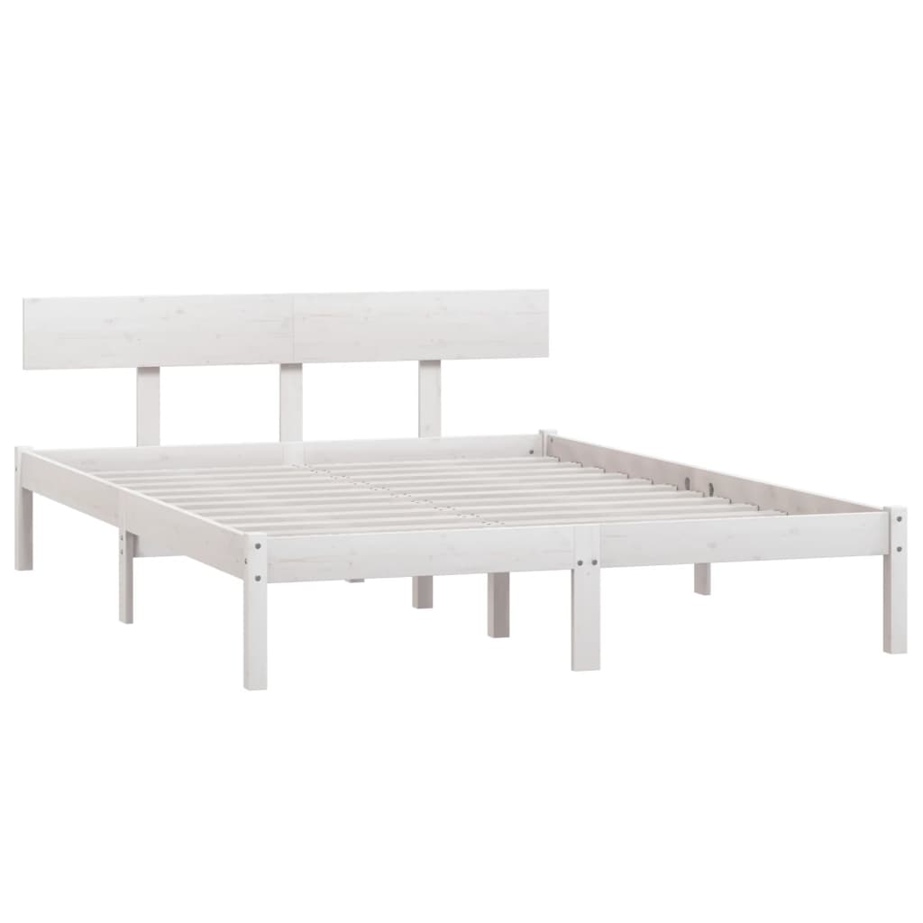 Bed Frame White Solid Wood 120x190 cm Small Double